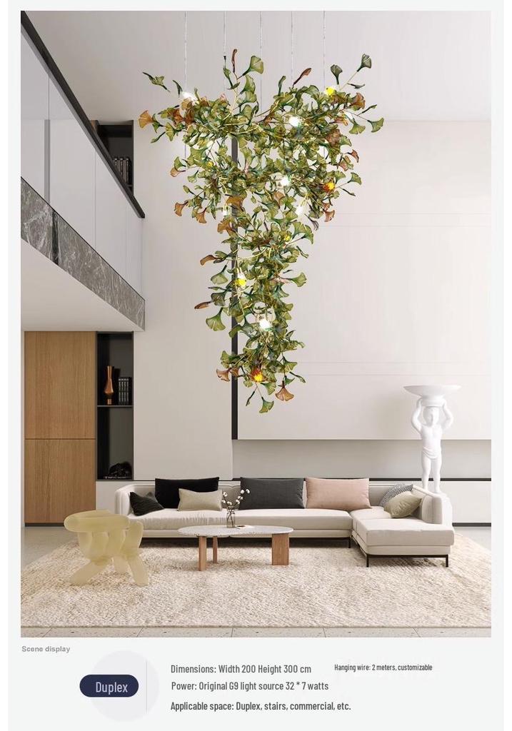 Modern Ginkgo Leaf Pendant Light for Living Room, Staircase, and Dining Area