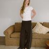 Elssibeui Embroidery Wide Sweat Pants_Cocoa
