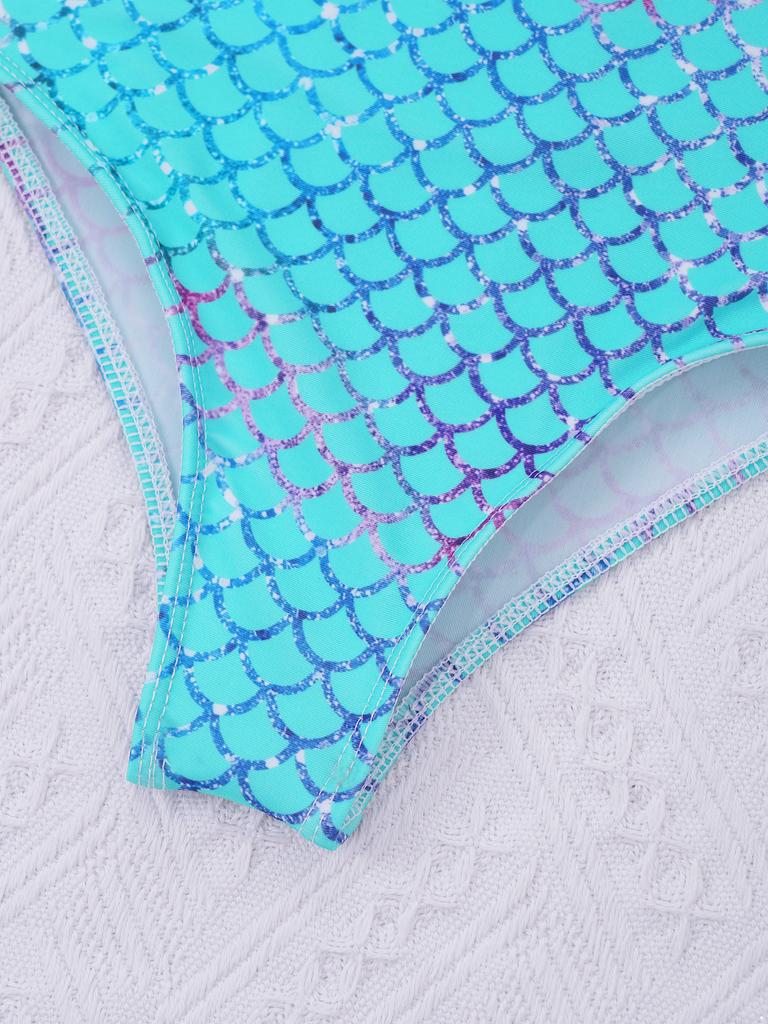 Girls Sleeveless Swimsuit Wide Straps Sapphire Print Horse Stars Pattern One Piece Bathing Suit