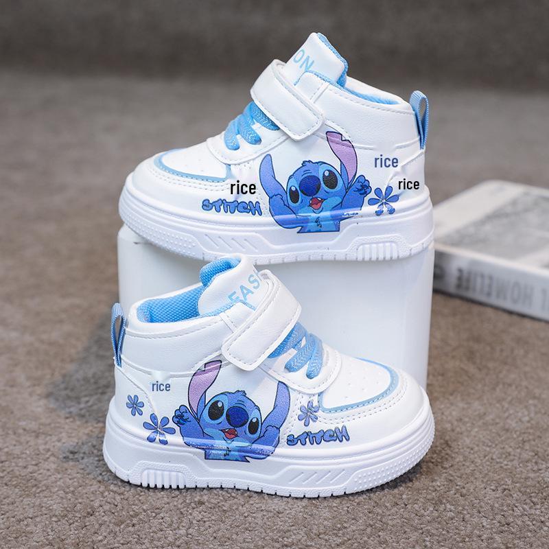 Atmungsaktive High-Top Cartoon-Skateschuhe für Kleinkinder und Mädchen, Leichte und lässige weiße Sneaker