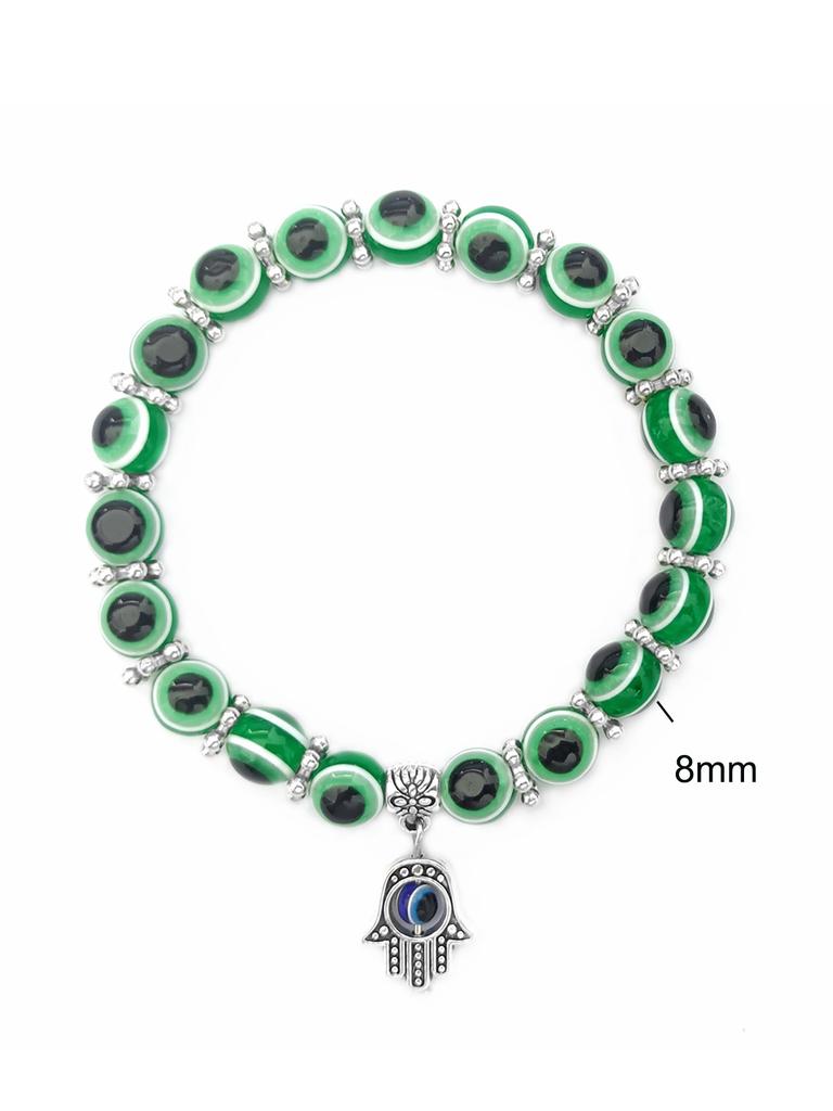 Handmade Beaded Turkish Blue Eye Bracelet Hamsa Talisman Evil Eye Charm