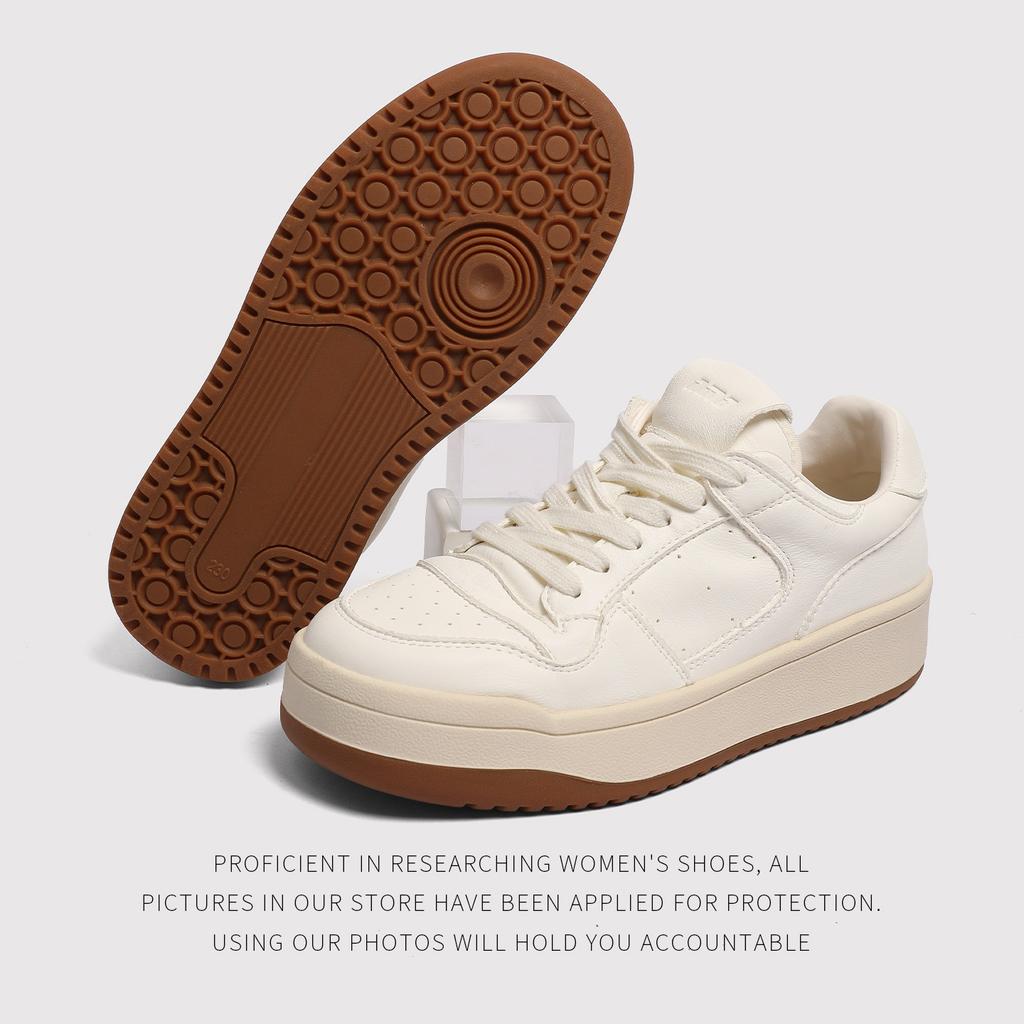 The First Layer Of Environmentally Friendly Cowhide-Casual Board Shoes Women'S Platform White Shoes Autumn Fashion Heightening Sports