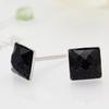 925 Sterling Silver Black Gold Sand Crystal Earrings, Korean Style Fashion Men's Studs