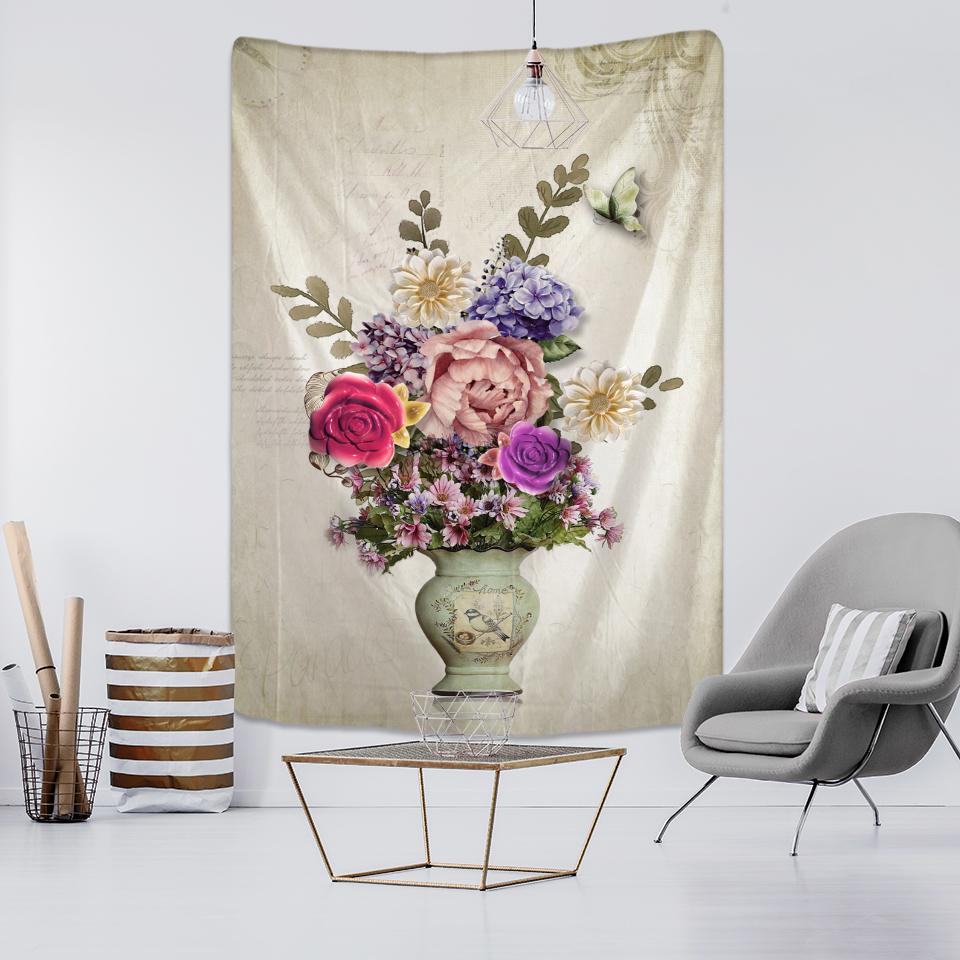 Printed Tapestry Flower Green Plant Wall Hanging Hippie Mandala Bedspread Bohemian Art Home Decor