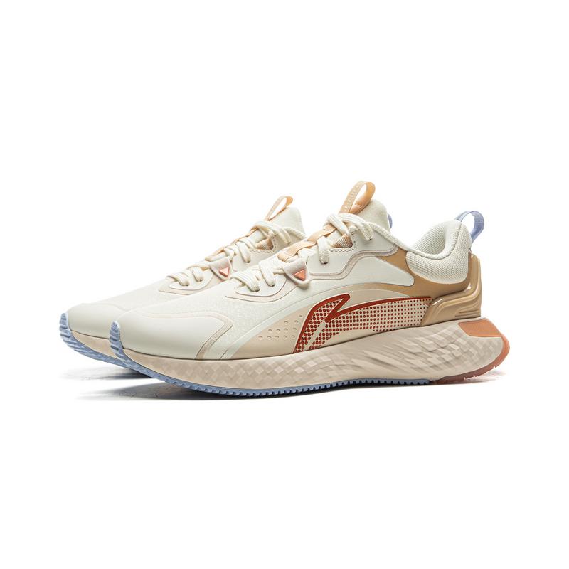 New LiNing Cushioning Anti Slip And Wear Resistant Low Top Casual Shoes Women's Beige Khaki AGLU306-1