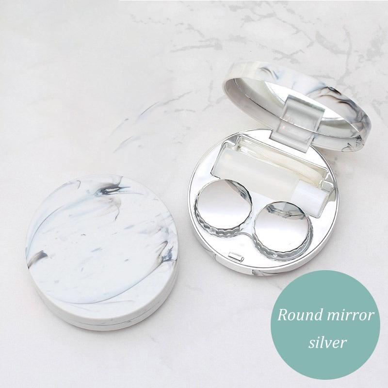 Marble Pattern Contact Lens Box Round High-end Color Contact Lens Care Water Box Color Contact Len Double Box Storage Mirror Box