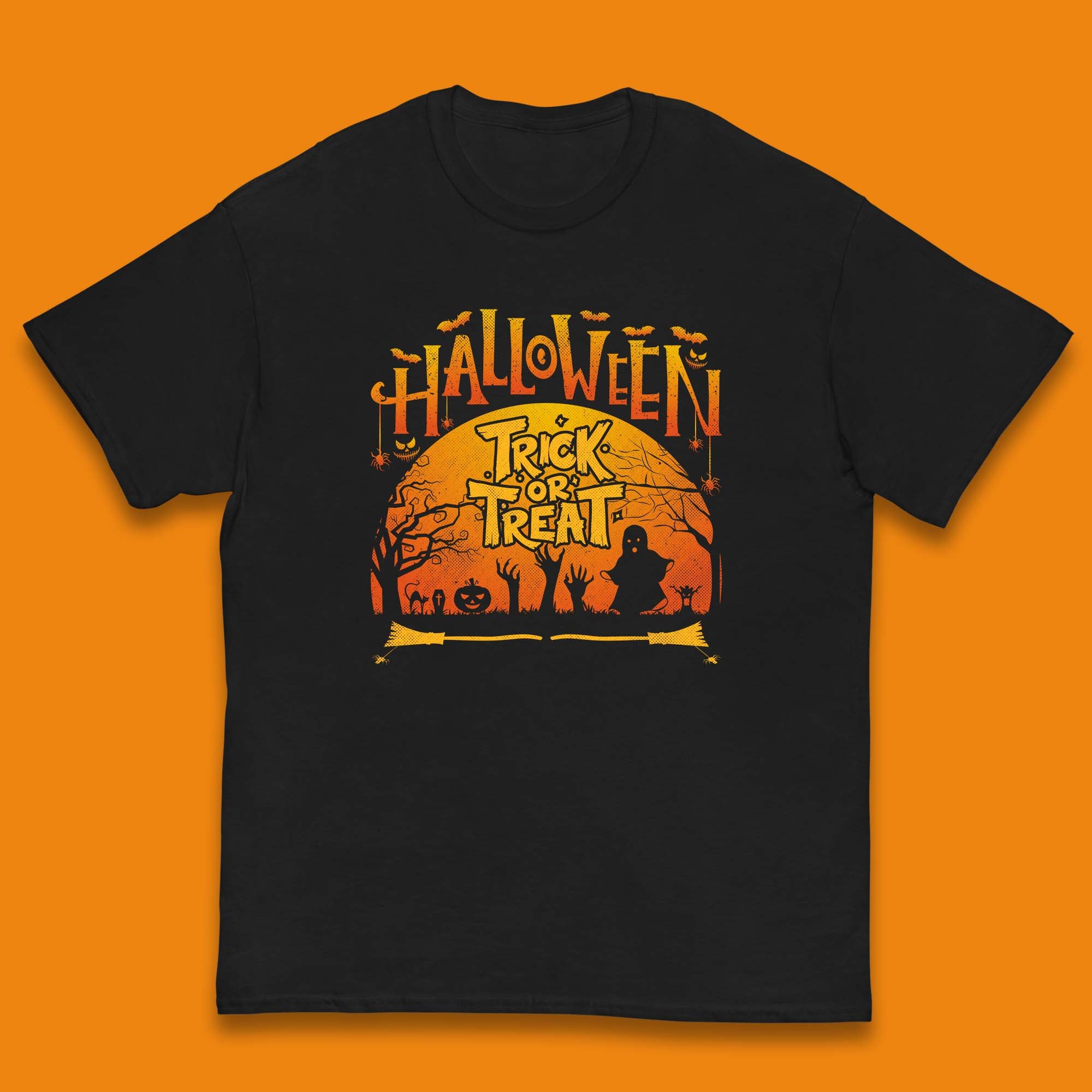 Halloween Trick Or Treat Horror Boo Ghost Creepy Zombie Hands Out Of Graveyard Kids T Shirt 150