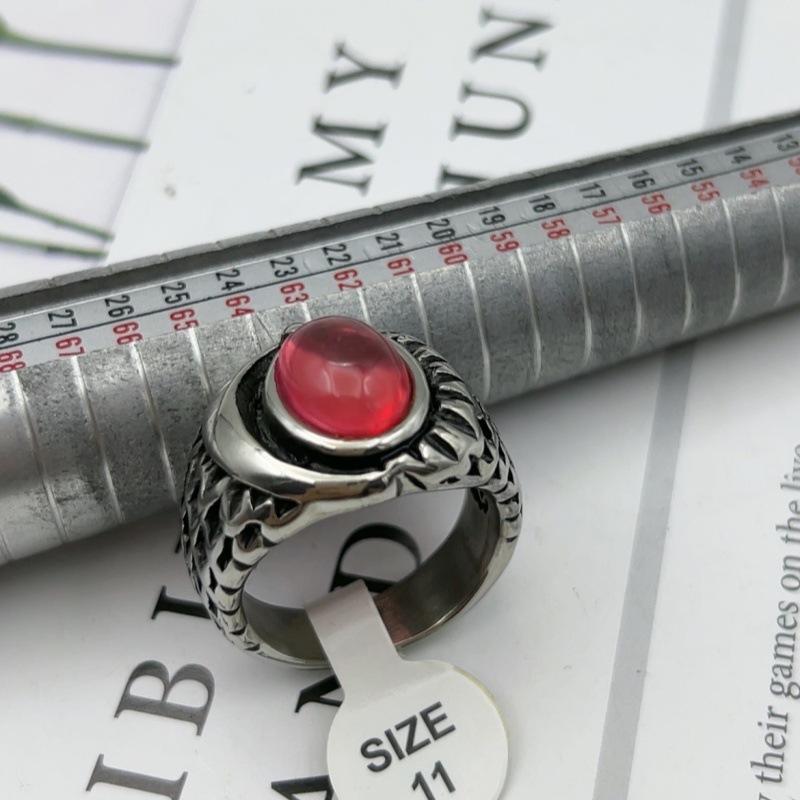 

Stainless Steel Colored Stone Signet Ring Set for Women Vintage Gothic Statement Zircon with Textured Band Daily Wear Gift Idea 10
