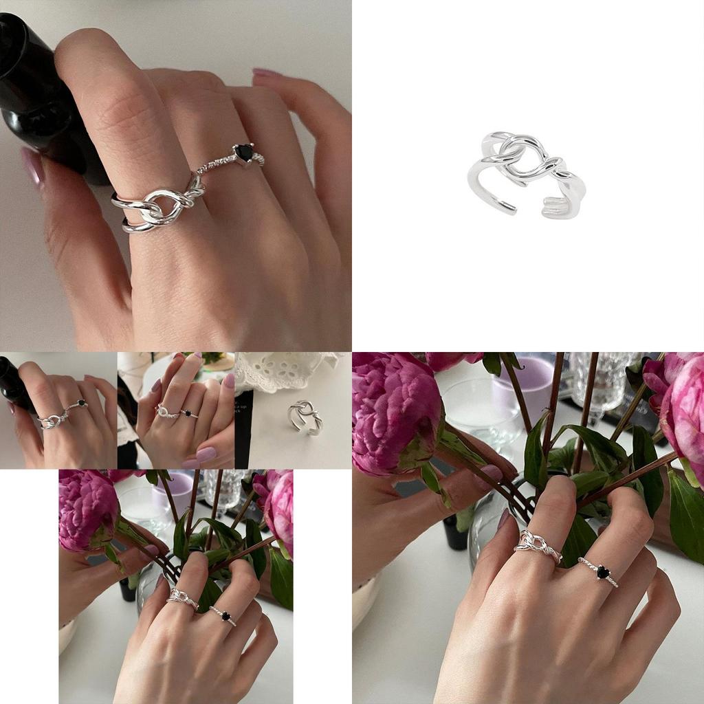 Elegant Black Heart Ring For Women Chic Minimalist Twisted Copper Open Finger Jewelry