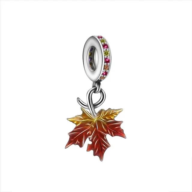 New Fashion Copper Plating Early Spring Series Woodpecker Magpie Maple Leaf Charm Bead Fit Original Bracelet Diy Women Jewelry