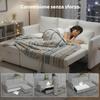 Corner Sofa Bed Linen Effect with Hidden Storage Compartment, 192x148x86 Cm, Cream White
