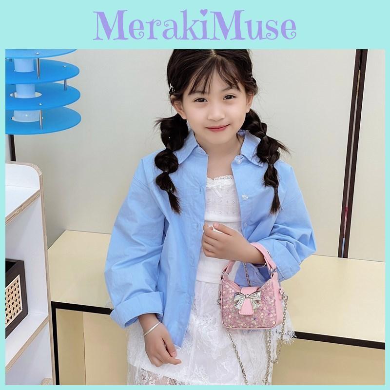 Girl Sweet Toddler Bow Sequin Chain Purse Butterfly Element Casual School Use