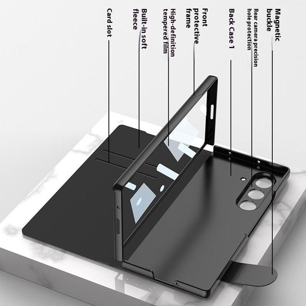 GKK For Samsung Galaxy Z Fold7 5G Case with Pencil Slot Hard PC+PU+Tempered Glass Phone Cover