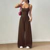 Workout Jumpsuits for Women Spaghetti Strap Sleeveless One Piece Overalls Wide Leg Long Pants Rompers Sexy Backless Yoga Outfits