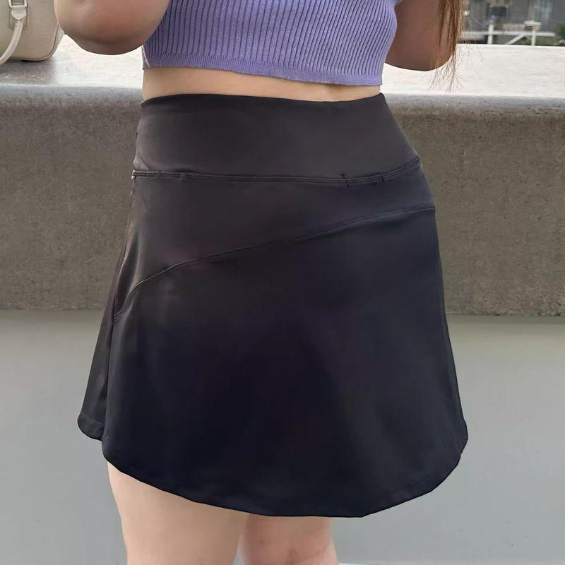 

Miss Biggie European and American Plus size Slimming Versatile Double-sided High Elastic High Waist Anti-exposure Half-Length Tennis Culottes Black XXXL