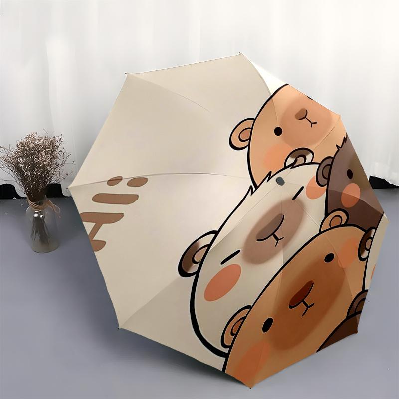 Capybara Themed Travel Umbrella-8 Ribs Automatic Opening and Closing, Portable Folding Design, Compact and Stylish Umbrella Suitable for Out