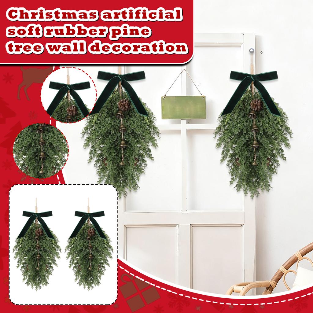2pc50cm Simulated Soft-Glue Norfolk Needle Wall Hanging Christmas Tree Upside Down Vine Green Plant Holiday Decoration