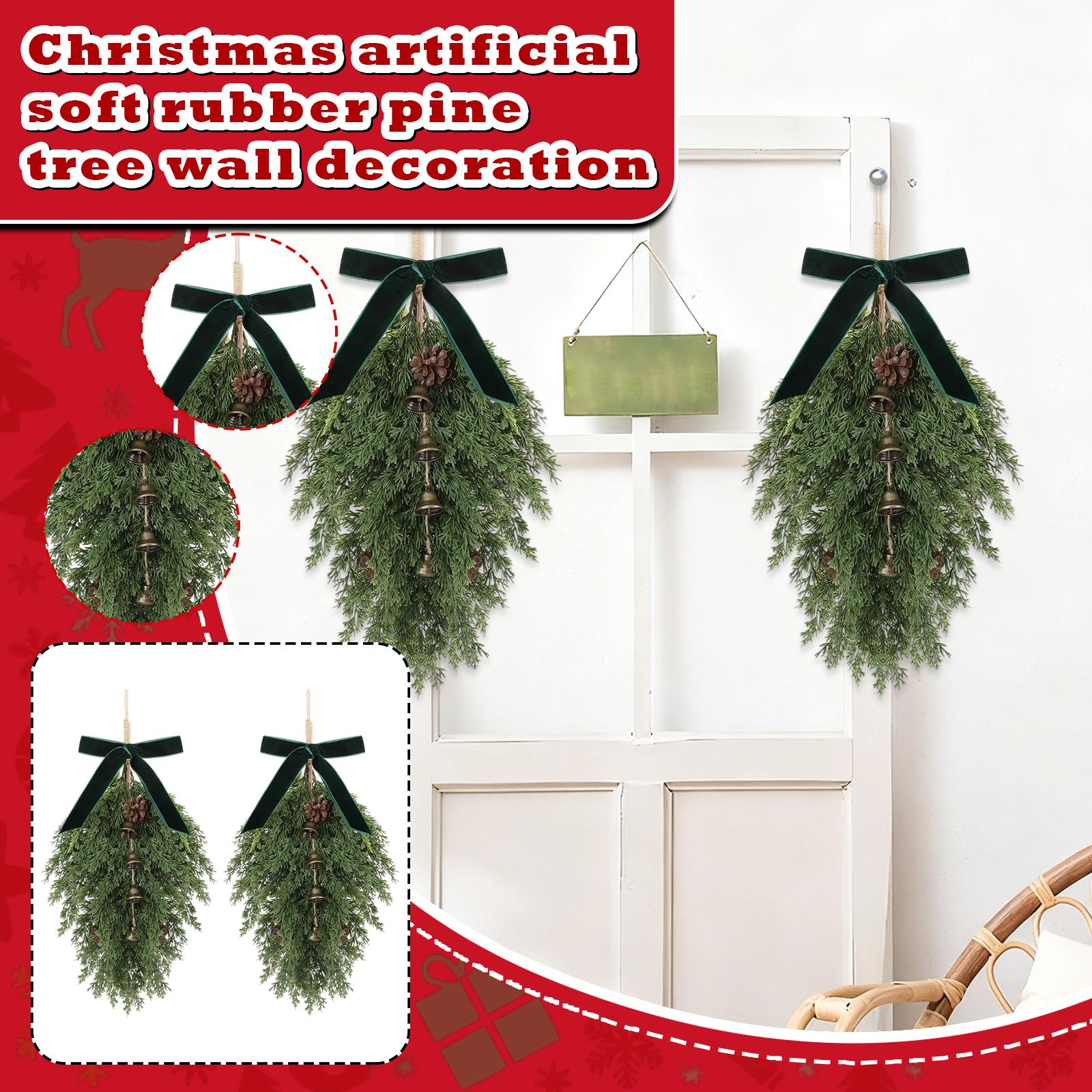 

2pc50cm Simulated Soft-Glue Norfolk Needle Wall Hanging Christmas Tree Upside Down Vine Green Plant Holiday Decoration One Size