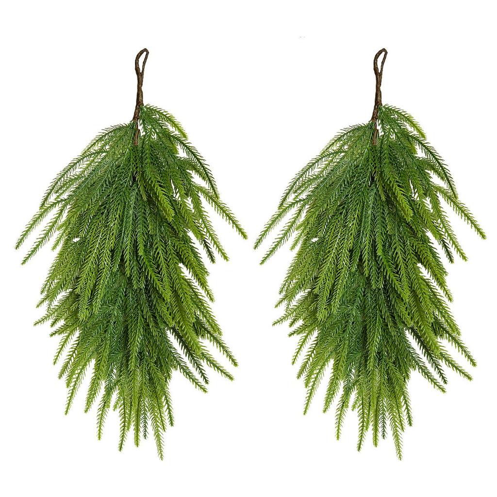 Artificial Norfolk Pine Needle Hanging Decoration - Lifelike Green Plant Backdrop for Indoor/Outdoor Use