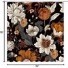 Black Boho Floral Shower Curtain Vintage Colorful Abstract Botanical Mid Century Modern Aesthetic Retro Fabric Bathroom Curtain with Hook