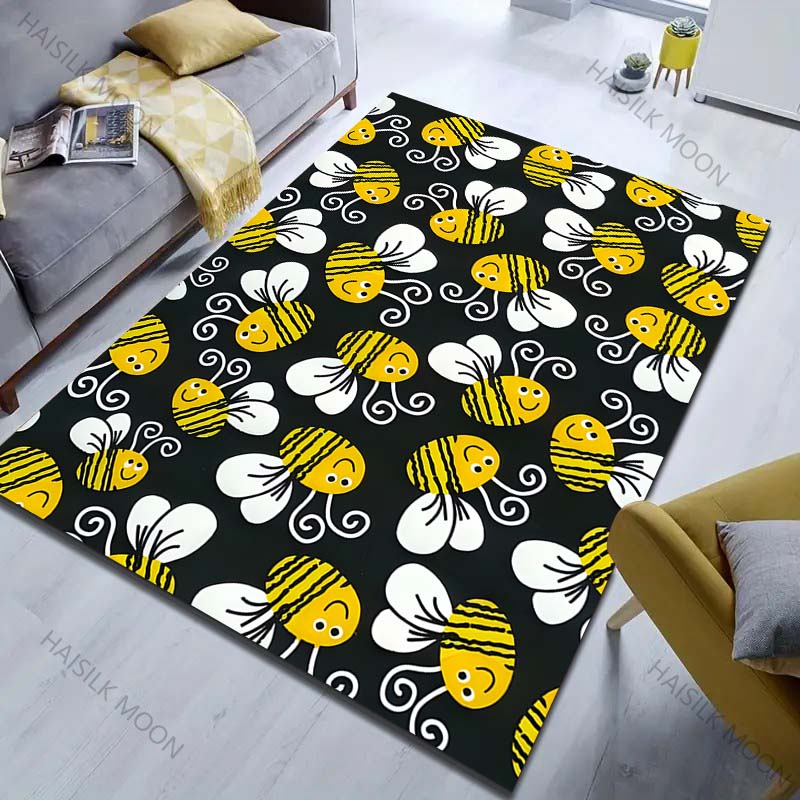 

Multiple Sizes Cute Bee Kids Rug Pattern Carpet for Living Room Bedroom Sofa Home Decor Non-slip Floor Mat Luxury Gift 40cm x 60cm