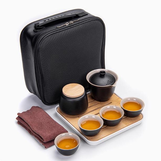 Travel Tea Set Quick Cup Portable Camping Outdoor Travel Brewing Tea Cup One Pot Three Cups Teapot