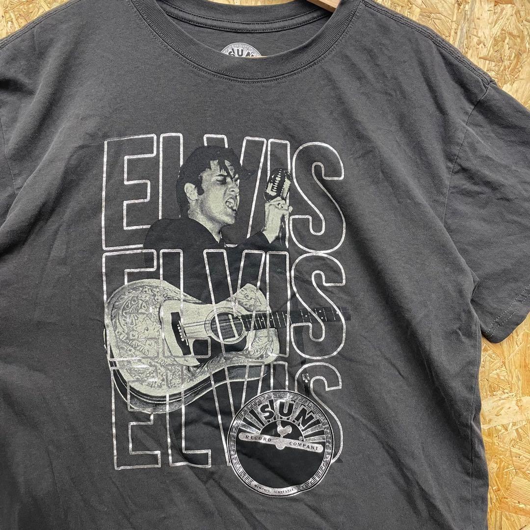 [SUN RECORD] Elvis Presley Band T-Shirt M Charcoal XXXL