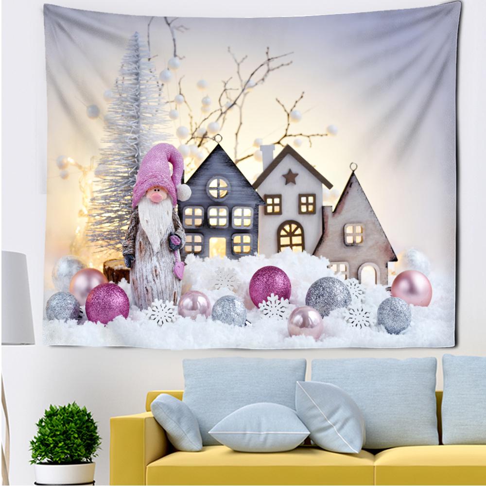 Home Decor Tapestry Christmas Snowflake Polyester Backdrop Fabric Bedroom Living Room Decoration Tapestry Tapeçaria De Natal