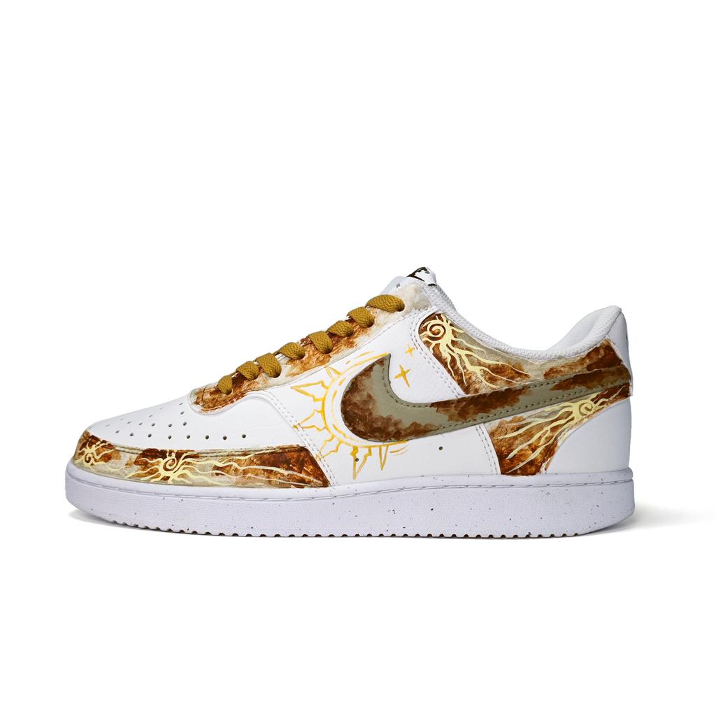 Nike Court Vision 1 LOW Sun And Moon Mystery Abrasion Resistant Low top Skateboard Shoes Unisex Gold Brown DH2987-101(team1431--)