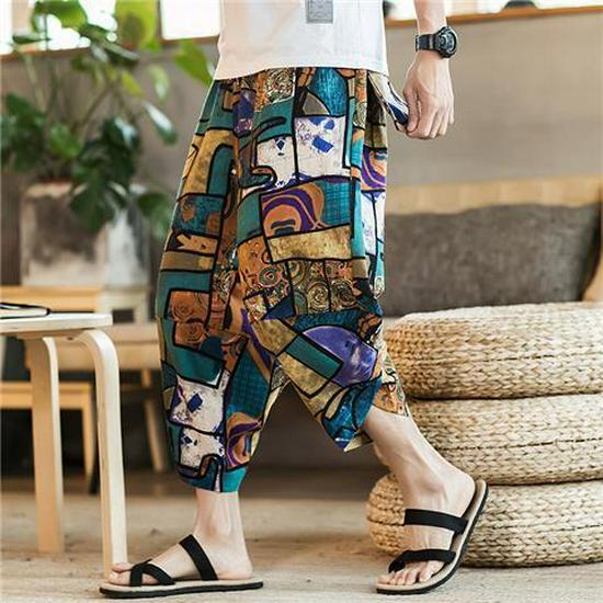Short de plage pour homme à motif éléphant thaïlandais - Tendance, Pantalon court grande taille style chinois, Design carotte du Myanmar et Dai