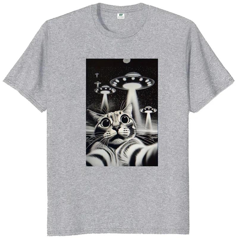 Cats Selfie UFO Printed Tshirt Women Unisex Anime Lover Funny Casual Loose Fashion Streetwear ONeck Short Sleeve Tops Tshirt