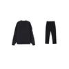 Li Ning Fleece Lined Loose Fit Crew Neck Sweatshirt And Straight Leg Knit Joggers Sports Set Men Sports Set Black AWDRF44-2+AKLTC41-1