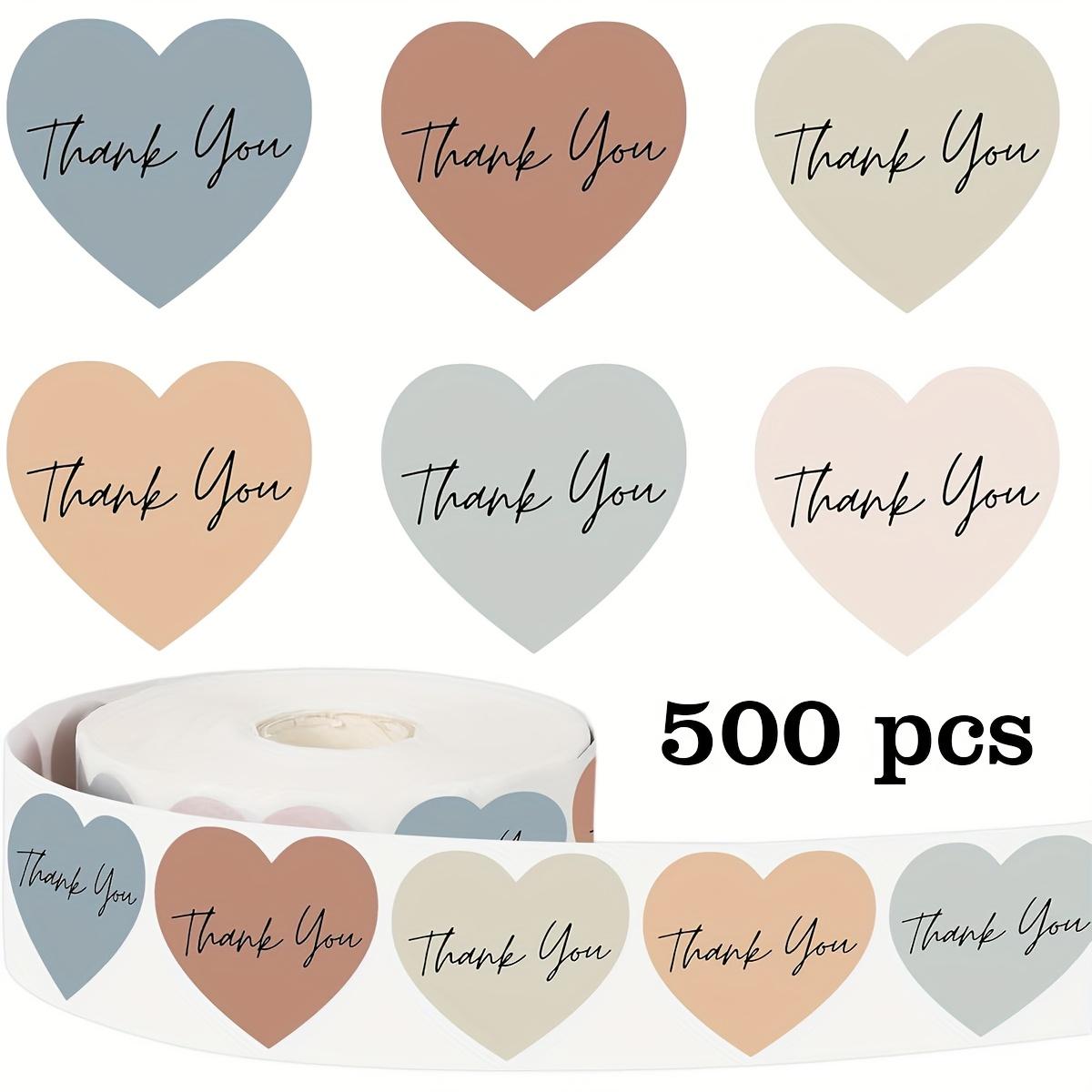 Mixed Color Heart Thank You Doodle Stickers, Heart Shape in Suitable for English Thank You Notes, Envelopes, Magazines, Phone Cases, Mugs