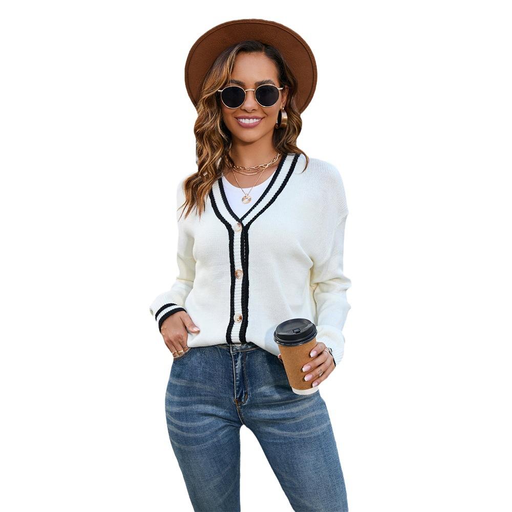 2023 Autumn/winter Women's Casual Button-knit Cardigan Coat V-neck Sweater