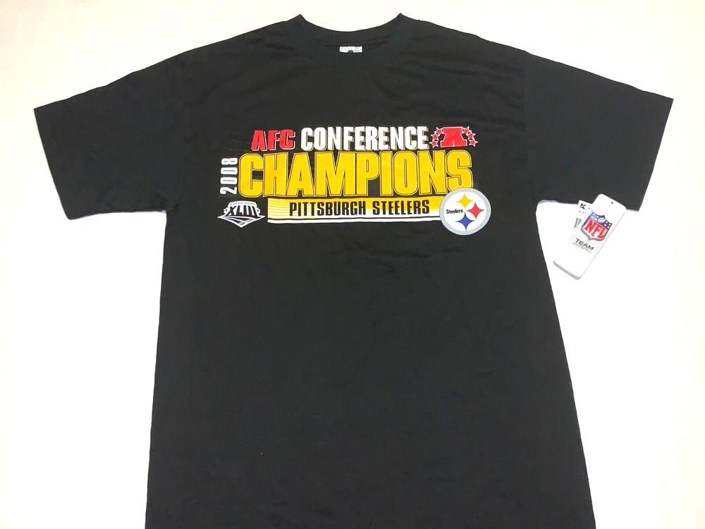 Rare Vintage Pittsburgh Steelers 2008 AFC Champs Super Bowl T-Shirt New! NWT MED Unisex T-Shirt XXXL
