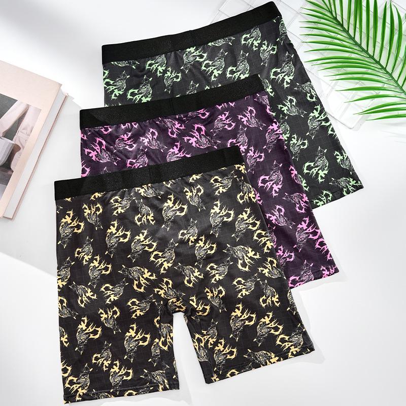 Atmungsaktive bedruckte Boxershorts für Herren - Bequeme Unterwäsche mit langem Bein