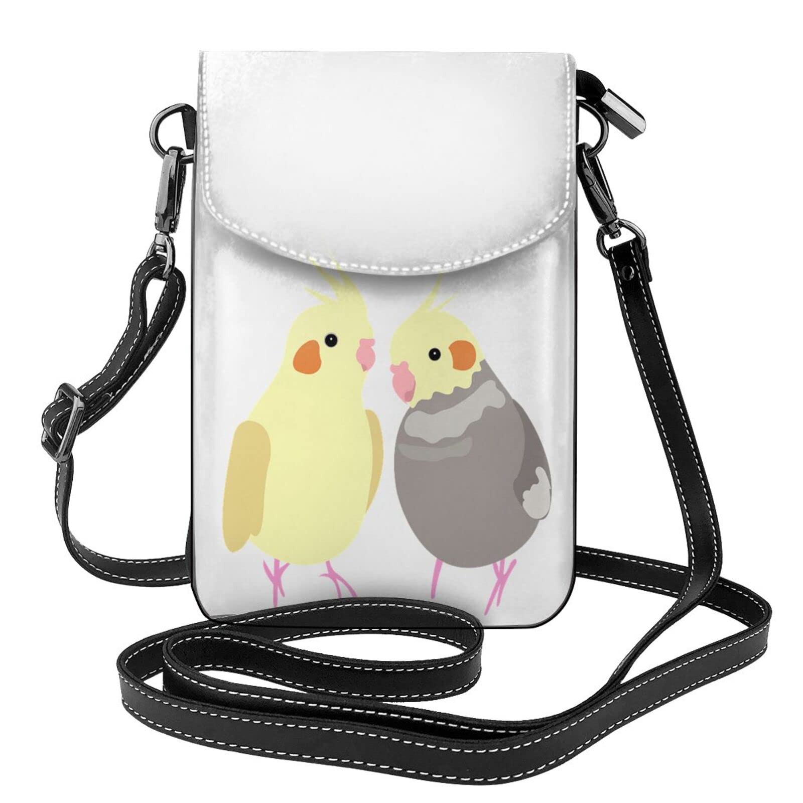 

[JMI] Two Cockatiels Design Genuine Leather Smartphone Pouch, Shoulder Bag, Slim, Mini Pouch for Women and Men, Popular WalletCrossbody Bag, 19cm