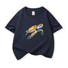 Realistic Watercolor Sea Turtle Graphic Tee Kids Pure Cotton Crew Neck Print T Shirt Short Sleeve Muticolor Tops Boys Girls