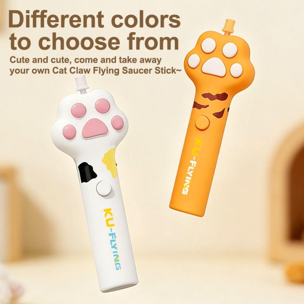 Electric Cat Flying Disc USB Rechargeable with 6 Flying Discs Kitten Flying Saucer Rotation Glow Flying Disc Launcher