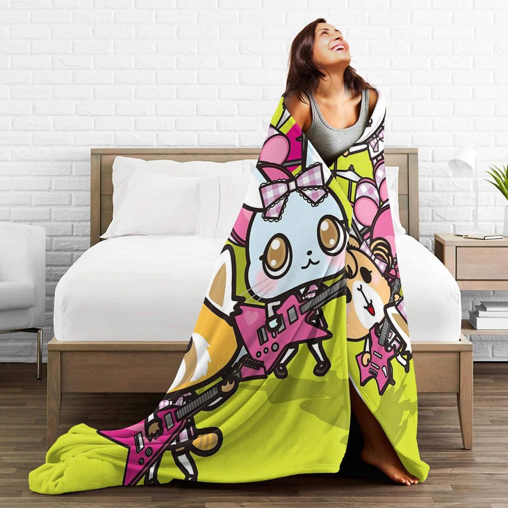 Aggretsuko Cartoon Band Warm Soft Blanket  Child Plush Bedding Throws Street Trend Couch Bed Flannel Bedspread Sofa Bed Cover