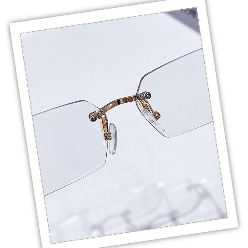 Randlose quadratische Metallbrille Mode Beliebte kleine rechteckige Brille für Damen Herren