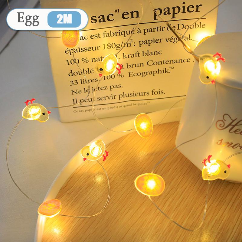 Copper Wire Easter Lights Bunny Carrot Egg Design Indoor Holiday Decor Dining Celebration Atmosphere String Lighting