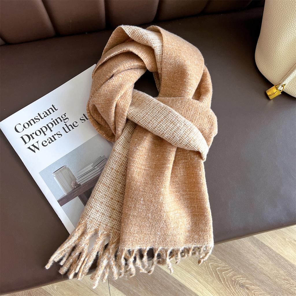 Double Sided Women Scarf Solid Color Imitation Cashmere Shawl Winter Thick Warm Neckerchief Foulard Echarpe Wrap Designer