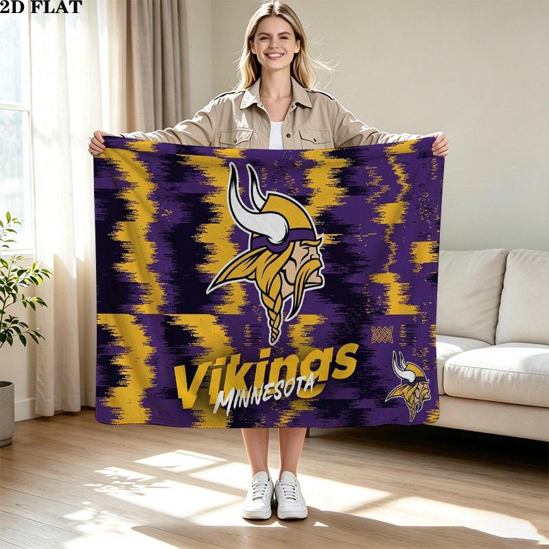 Minnesota Vikings Print Flanelovádeka Vysoká Kvalita Teplá Pohodlná Přikrývka pro Všechna Roční Období Perfektní jako Dárky Domácí Dekor
