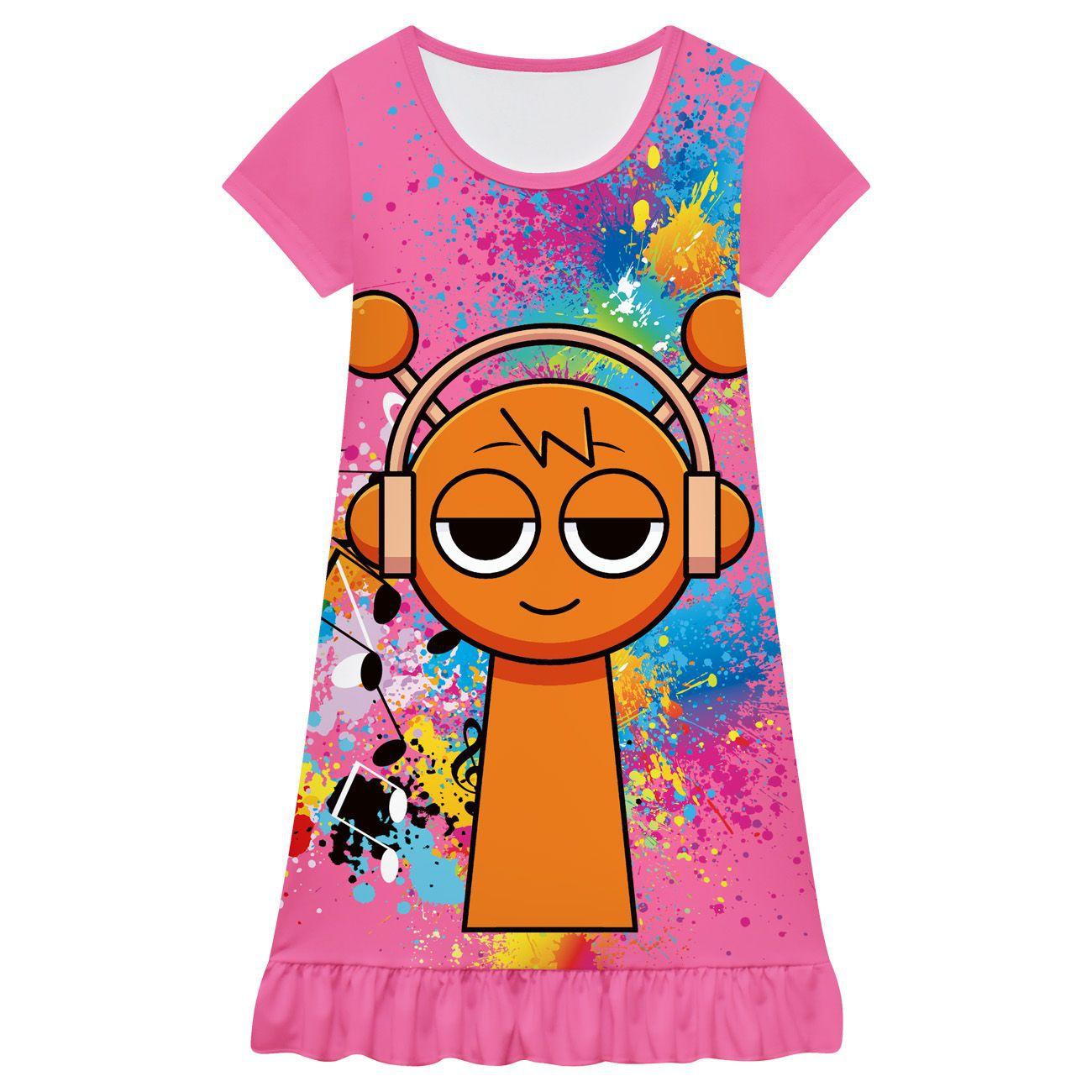 

New Girl s Home Dress Rhythm Box Cartoon Character Children s Ruffle Cartoon Fashion Cute Comfortable Dress 150