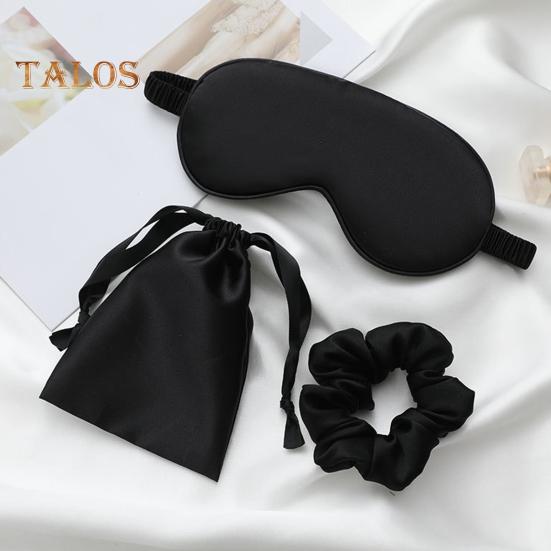 Imitated Silk Eye Cover Set Memory Foam Eye Masque 3-Piece Cloth Bag Hair Rings Storage Bag Breathable Comfortable Hypoallergenic Sleeping Shield Eye