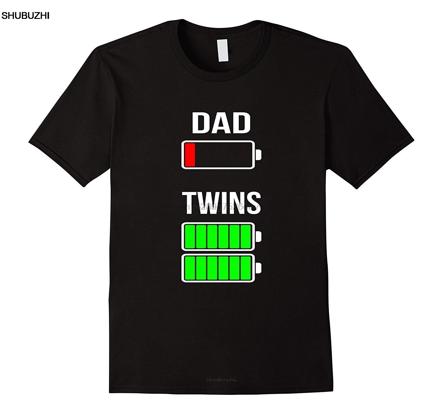 Mens Tired Dad Low battery Twins Full Charge funny gift T Shirt cotton tshirt men summer fashion t-shirt euro size S разноцветный