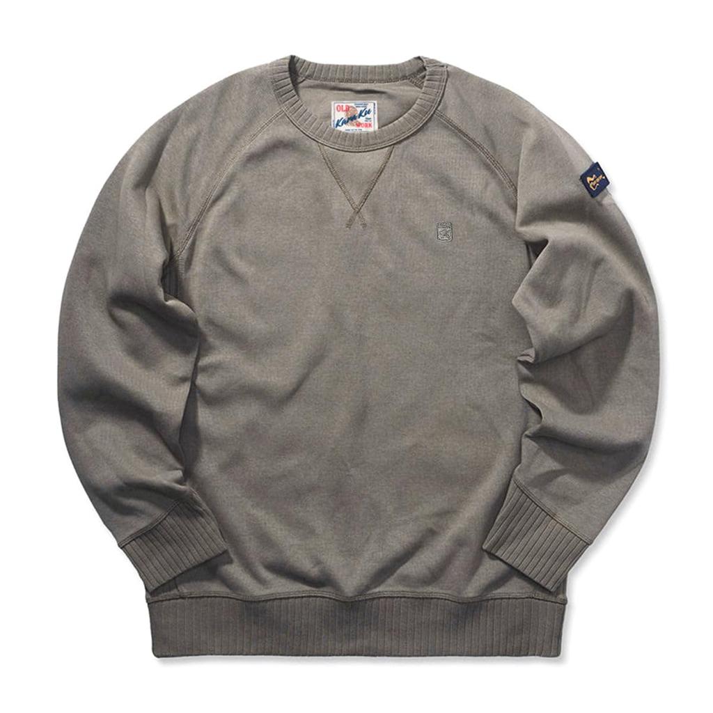 Long Sleeve Embroidered Cotton Crew Neck Loose Oversized Round Ribbed Crew Neck Size XL [karaku] Men's 100% Sweatshirt, Basic, Fit, Silhouette,