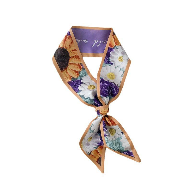 Retro Florales Schleifen-Haargummi & Seidenschal-Accessoire