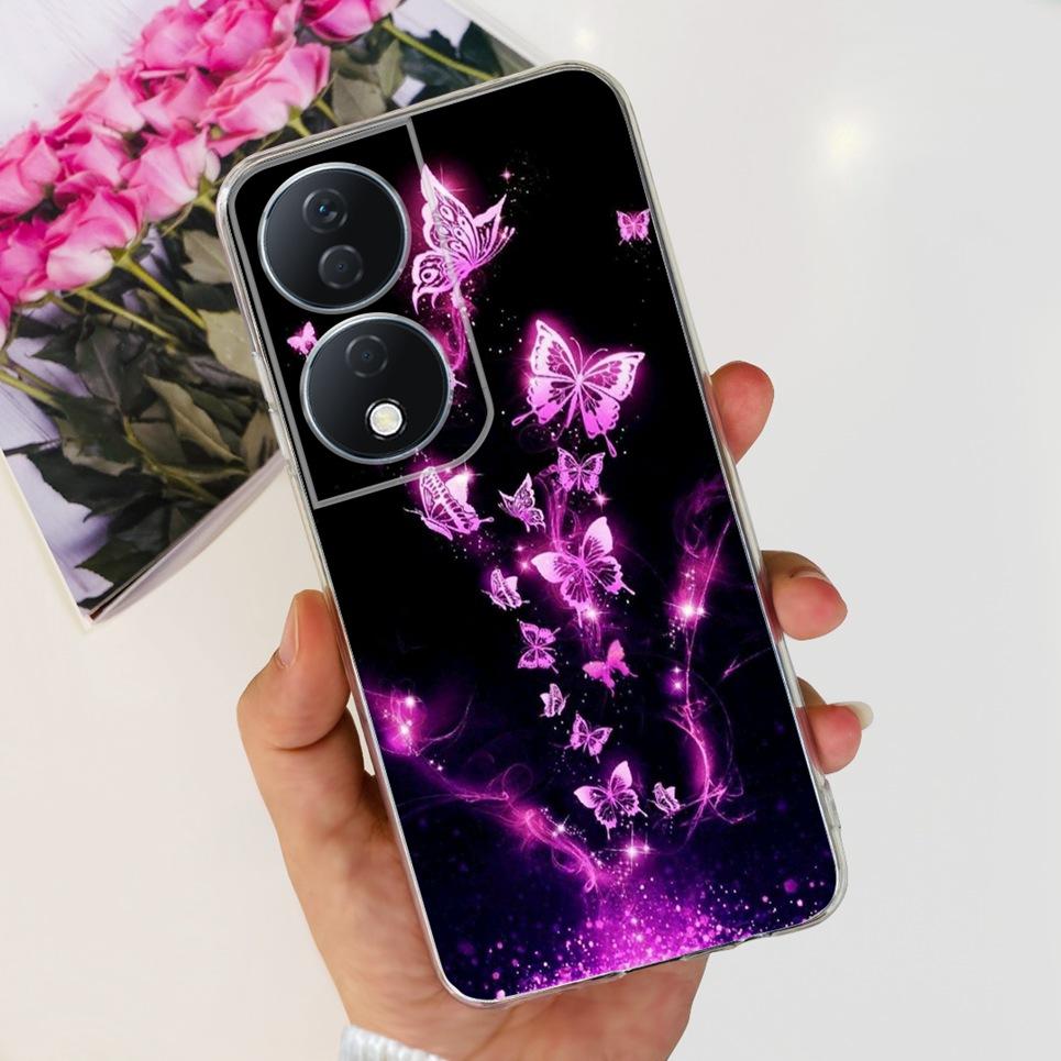 For Cover Honor X7b 5G Case For Honor X8B 4G Love Heart Women Fashion Luxury Pattern Housing Etui Huawei HonorX8b Soft Clear TPU